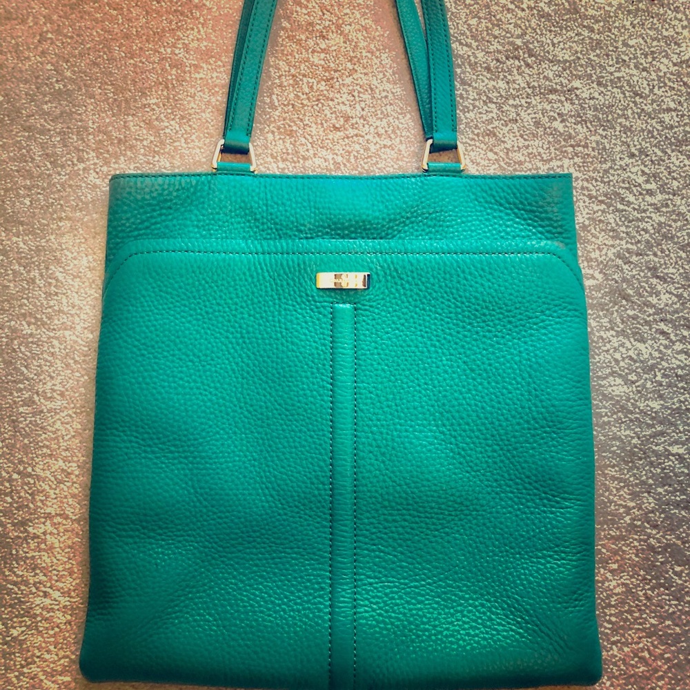 Cole Haan Village Marcy Market Bag Green Leather